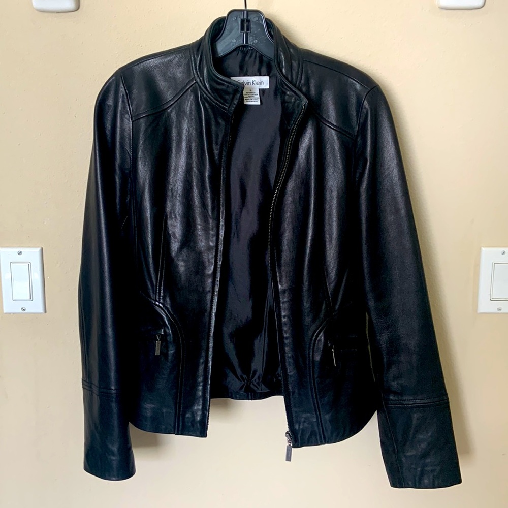Vintage Calvin Klein Leather Motto Jacket